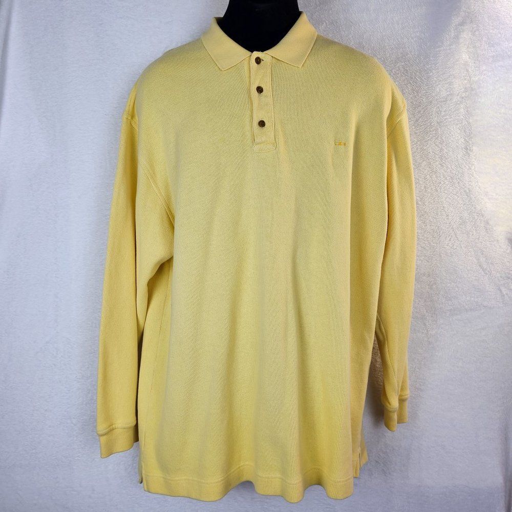 Vintage Alexander Julian Colours Buttery Lemon-Yellow Polo Sweater Size XL